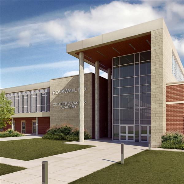 A photo of the outside of the Dr. gene Burton College and Career Academy facility.